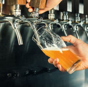 Pouring a draft beer